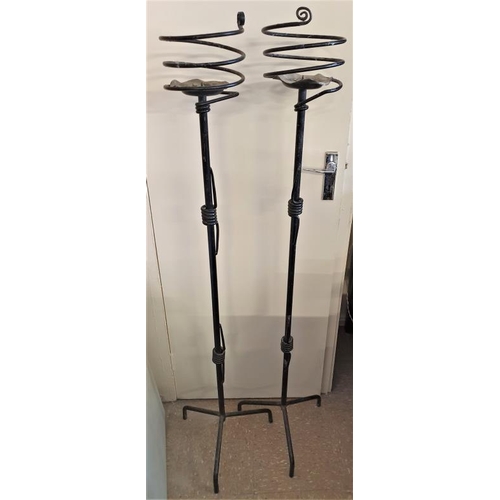 656 - Pair of Steel Candle Holders - 56ins tall