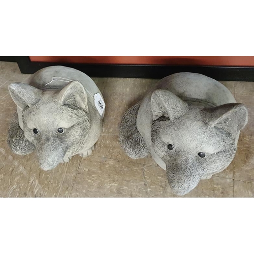 460 - Pair of Small Stone Foxes - 9ins tall