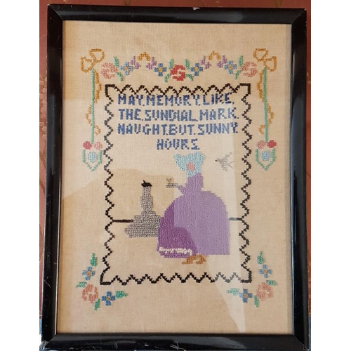 467a - Framed Sampler 'May Memory like the Sundial, Mark Naught but Sunny Hours' - reputedly worked by Miss... 