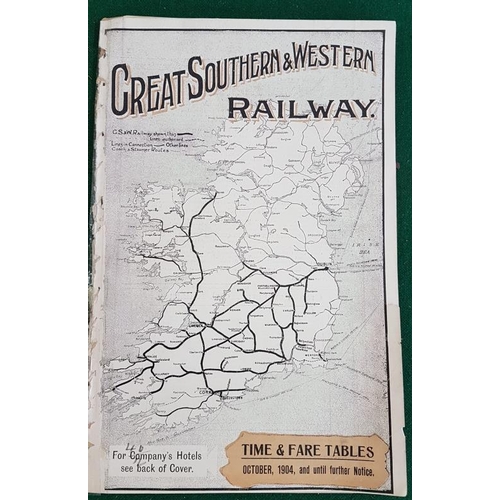 109 - Great Southern & Western Railway. Time & Fare tables. October 1904. Large format. Rare Irish... 