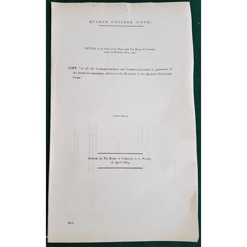 116 - Queen’s College [Cork] Correspondence and Communication in Possession of the Irish Government relati... 