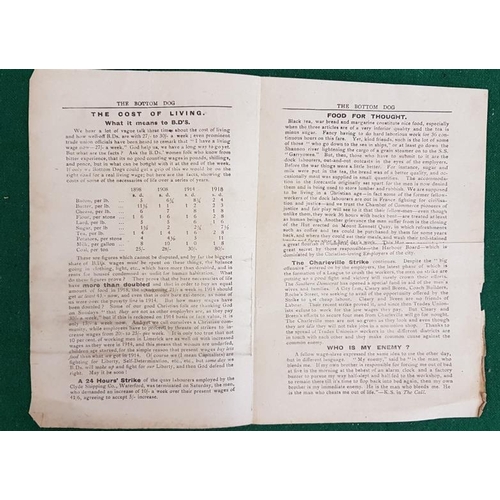 223 - The Bottom Dog. Limerick, July 1918. 4 printed pages. A copy of a Limerick working class and radical... 