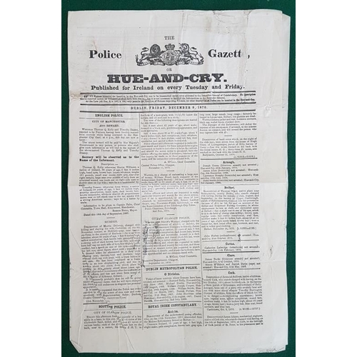 226 - Manchester Martyrs. The Police Gazette or Hue and Cry, for Ireland. December 1870. Scarce RIC item w... 