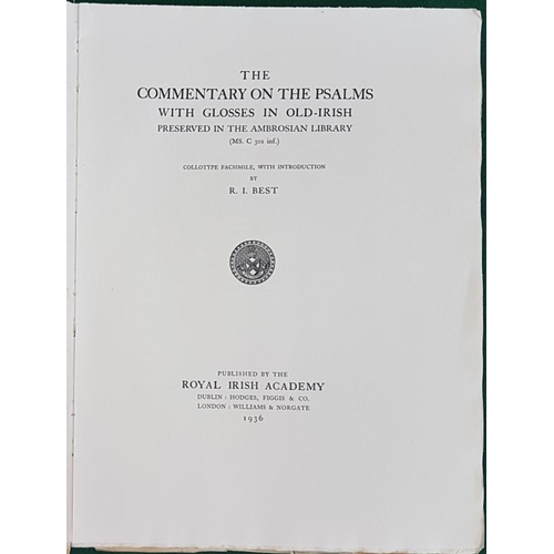 595 - Commentaries on the Psalms with Glosses on Old Irish. Introduction by R. l. Best. Royal Irish Academ... 