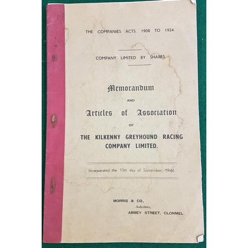 603 - Memorandum and Articles of Association of the Kilkenny Greyhound Racing Co., Ltd. Sept 1946