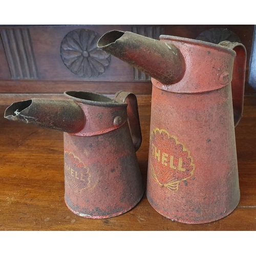 108A - Graduated Pair of Shell Oil Pourers in original red paint