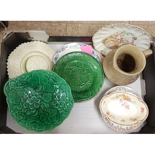 52 - Two Boxes of Various Colourful Delph, including Hat Posy Goblet, Plates, etc.
