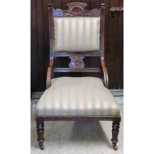 70 - Edwardian Carved and Upholstered Nursing Chair