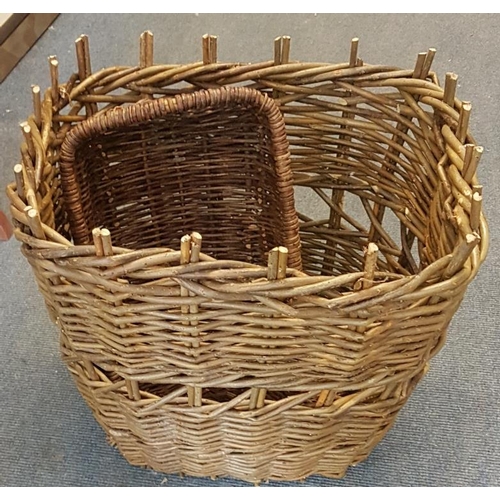 76 - Antique Creel Turf Basket and Picnic Case