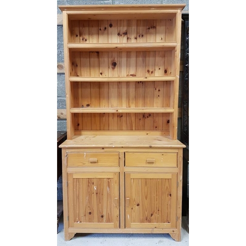 87 - Modern Pine Dresser with three open shelves on a base with a pair of drawers and a pair of doors - c... 