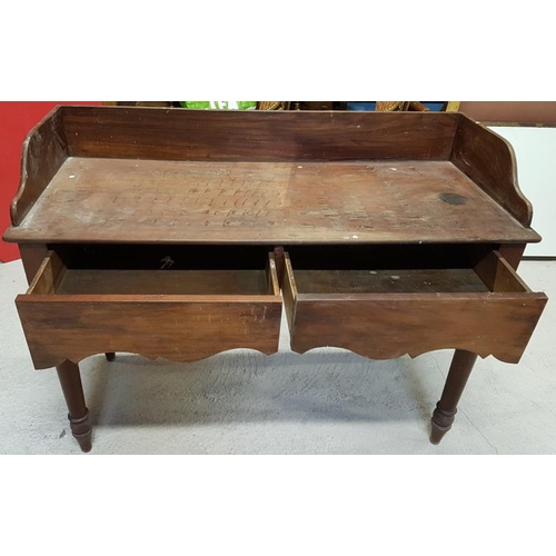91 - Victorian Mahogany Side Table with three quarter gallery, a pair of shaped frieze drawers and all ra... 