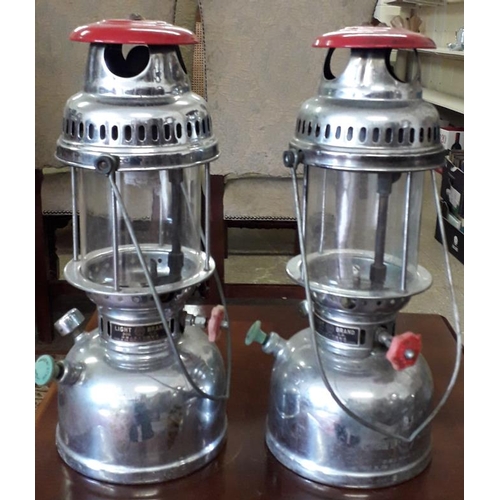92 - Pair of Paraffin Oil Lamps - 16ins tall