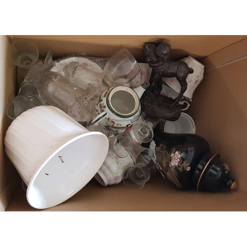 100 - Box and Contents to include mixed drinking Glasses, Teapot, etc.