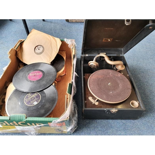 107 - HMV Travel Gramophone with a Collection of Irish Music Gramophone Records