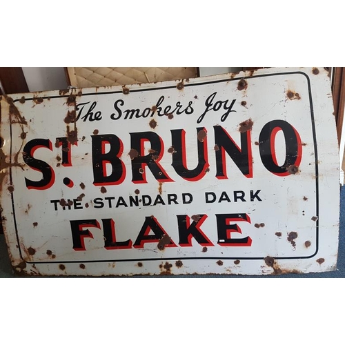 165 - 'Smoker's Joy, St. Bruno Standard Dark Flake' Enamel Advertising Sign - c. 71 x 42ins
