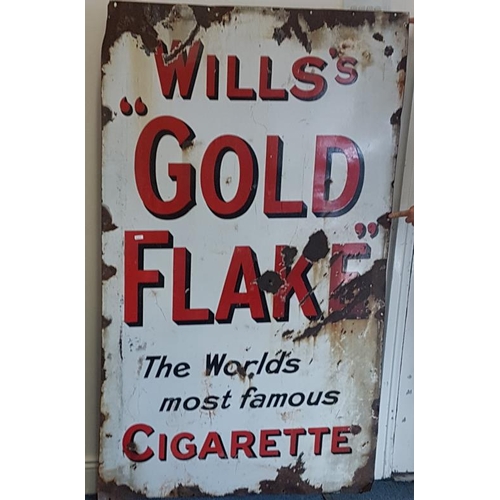 166 - 'Wills's Gold Flake Cigarettes' Enamel Advertising Sign - c. 36 x 60ins