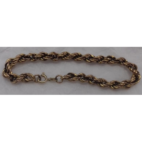191 - 9ct Gold Rope Bracelet - 6g