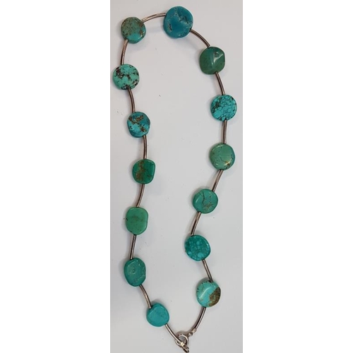 202 - Turquoise Necklace with Silver Clasp (925)