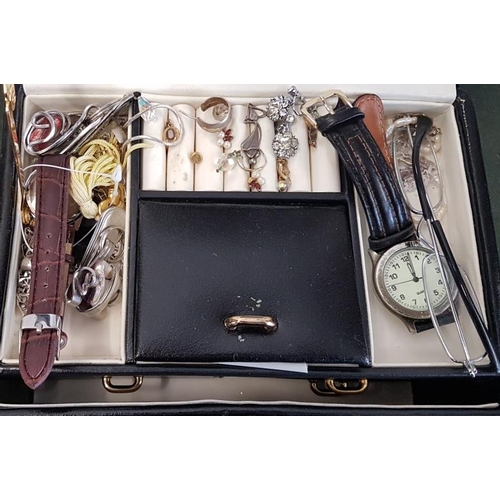 203 - Jewellery Box with Costume Jewellery, Watches, etc.