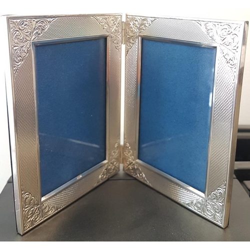 221 - Silver Folding Double Photo Frame, stamped 925