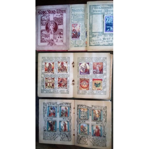 225 - Three Gospel & Sunday School Advent Stamp Albums 1928 & 1933
