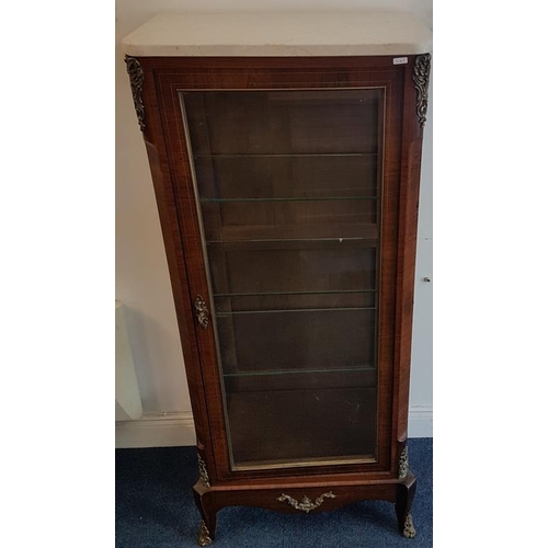 229 - Very Fine French Single Door Rosewood and Marble Top Cabinet - c.  22 x 52.5ins