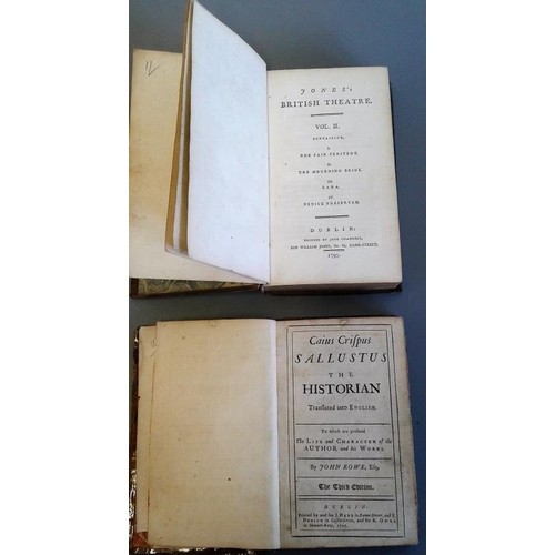 249 - Jones British Theatre, Dublin 1795, 4 Plays, illustrated in calf binding and Sallustus The Historian... 