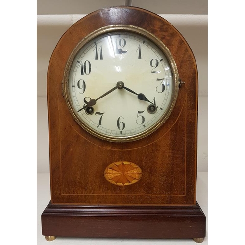 277 - Edwardian Inlaid Mahogany Dome Top Mantle Clock