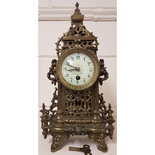 278 - French Cast Brass Decorative Mantle Clock