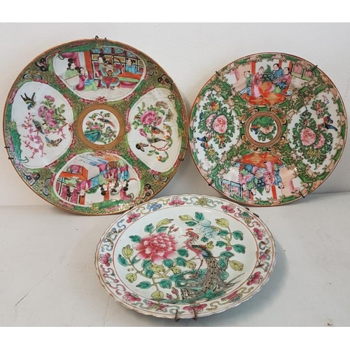 284 - Two Famille Rose Plates (1 repaired) and One Other