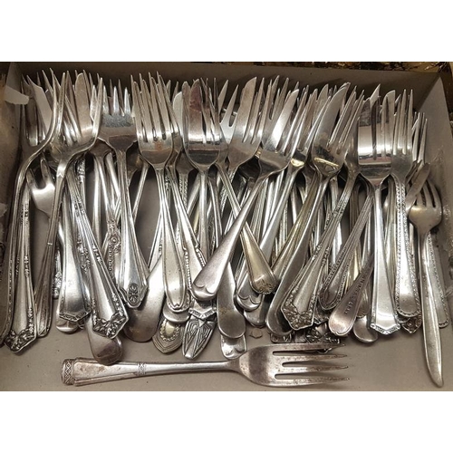 296 - Large Collection of Silver Plated Cake Forks and Pronged Servers
