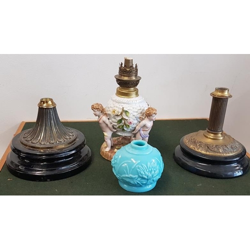 302 - Meissen Oil Lamp and 3 Part Oil Lamps