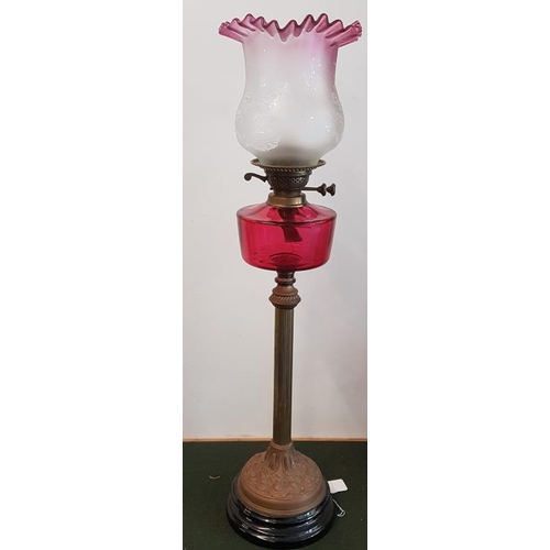 342 - Victorian Ruby Glass Oil Lamp