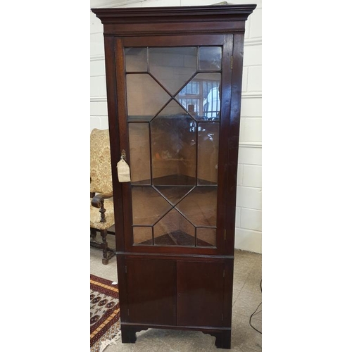 380 - Georgian Style Mahogany Corner Display Cabinet with astragal glazed door, c.28.5 x 79in