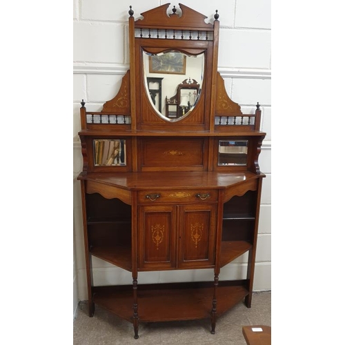 396 - Edwardian Inlaid Mahogany Side Cabinet, c.46 x 80in