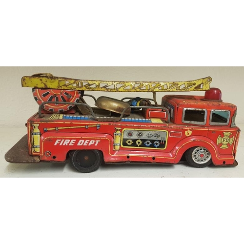 399 - Old Tin Plate Fire Engine with Ladder