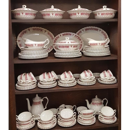 404 - Extensive Pink Dragon Decorated Tea and Dinner Service, Rialto