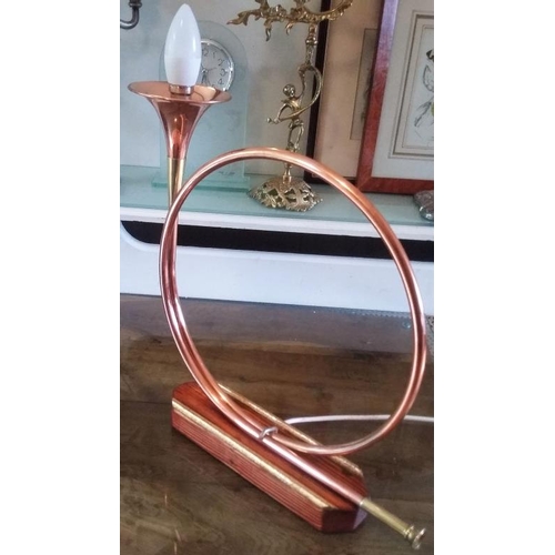 412 - Copper Horn Lamp c. 16ins high