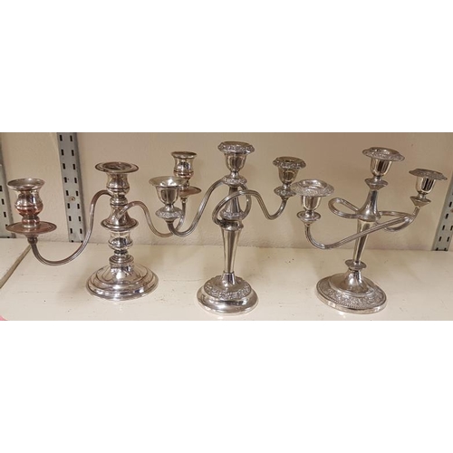 420 - Three Various Silver Plated Candelabra