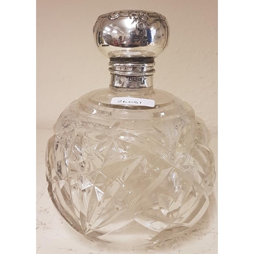 446 - Walker & Hall, Silver Topped Globular Scent Bottle with Stopper