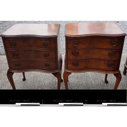 483 - Pair of Victorian Style Walnut 3-Drawer Side Cabinets on cabriole legs - c. 20 x 30ins