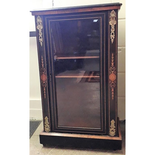 504 - Late Victorian Ebonised and Burr Walnut Single Door Display Cabinet - c. 23.5 x 40.5ins