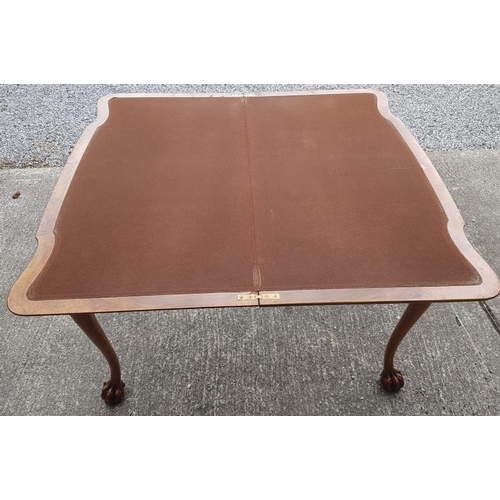 517 - Good Quality Walnut Claw and Ball Fold Over Card Table - c. 36 x 28.5ins