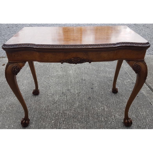 517 - Good Quality Walnut Claw and Ball Fold Over Card Table - c. 36 x 28.5ins