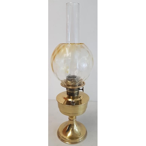 500 - Brass Bowl Oil Lamp - c. 24ins tall