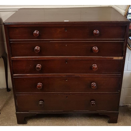 350 - Georgian Mahogany Secretaire Chest of Drawers with fitted interior and raised on bracket feet, c.43i... 