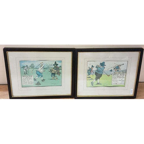 340a - Pair of Crombie Golfing Prints c. 10.5 x 9ins