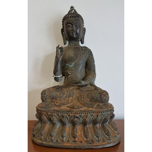 527 - Chinese Bronze Buddha - c. 11ins tall