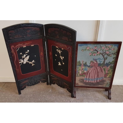 48 - Crinoline Lady Panel Firescreen and an eastern example (2)