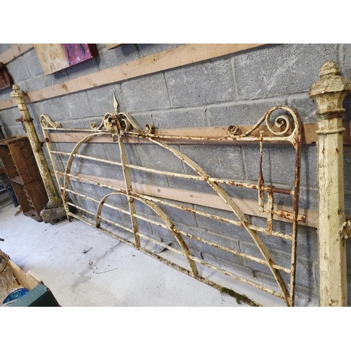 62 - Forge Made Gate Set comprising a Single Gate c.9ft and a Matching Smaller Gate c.4ft with three matc... 